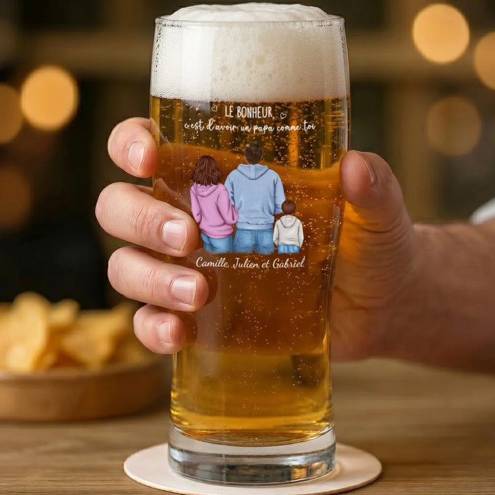 Verre à bière personnalisé "Fête des Pères - On t'aime"