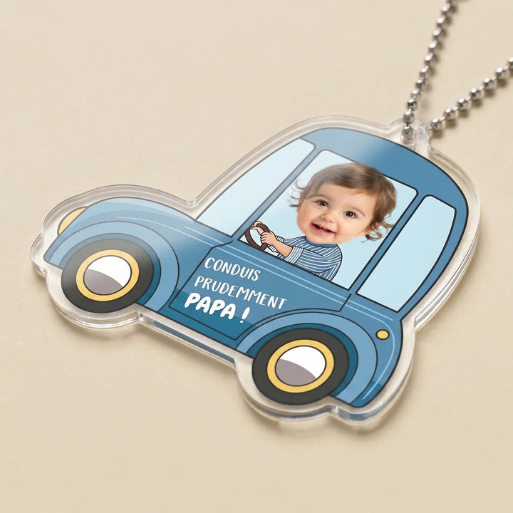 Pendentif rétro-personnalisé "Conduis prudemment, Papa"