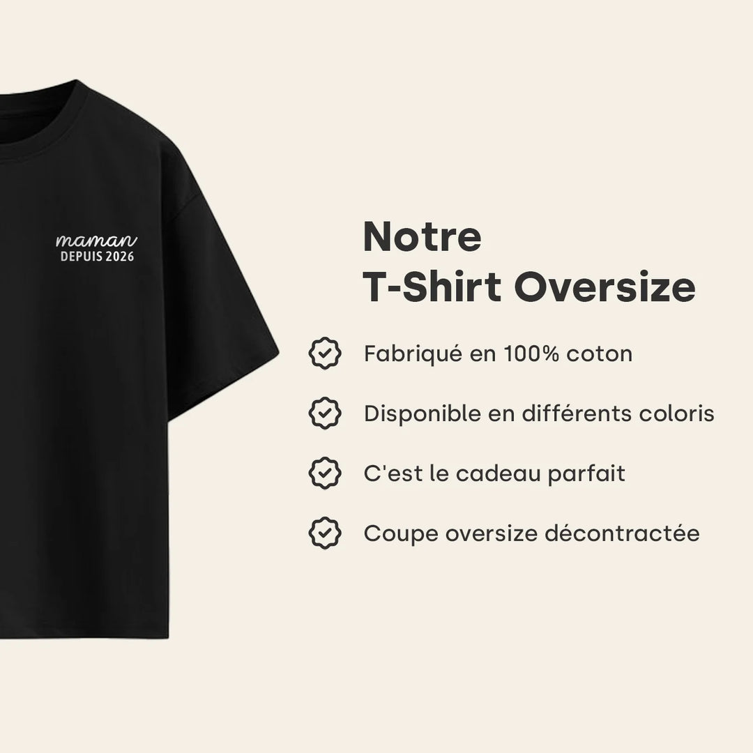 T-shirt personnalisé "Maman" avec impression sur la manche