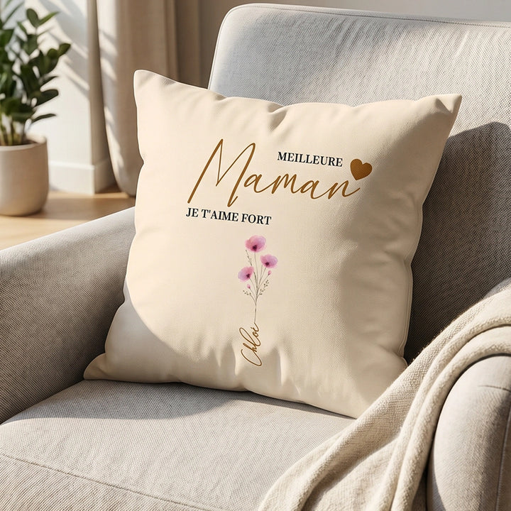 Coussin personnalisé "Fleurs pour Maman"