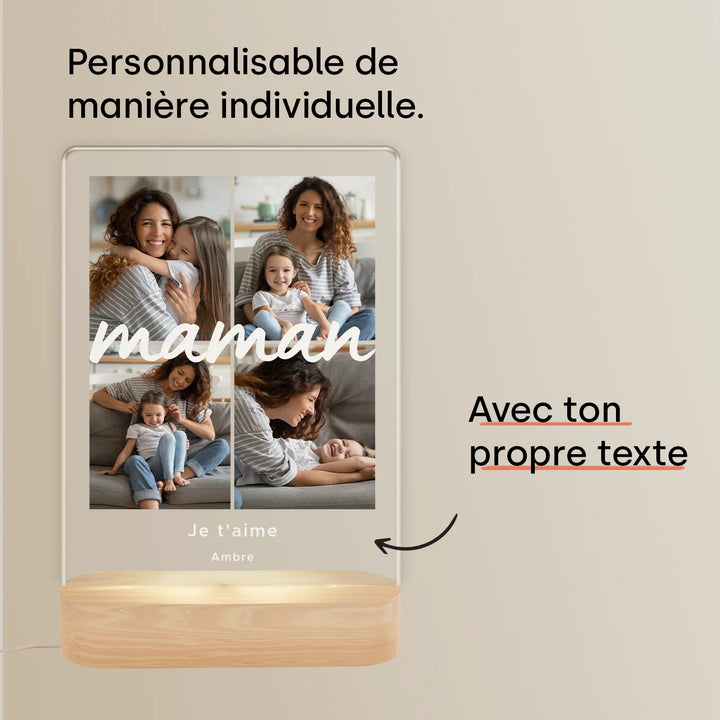 Lumière acrylique personnalisée « Maman » | Veilleuse, lumière décorative, lueur