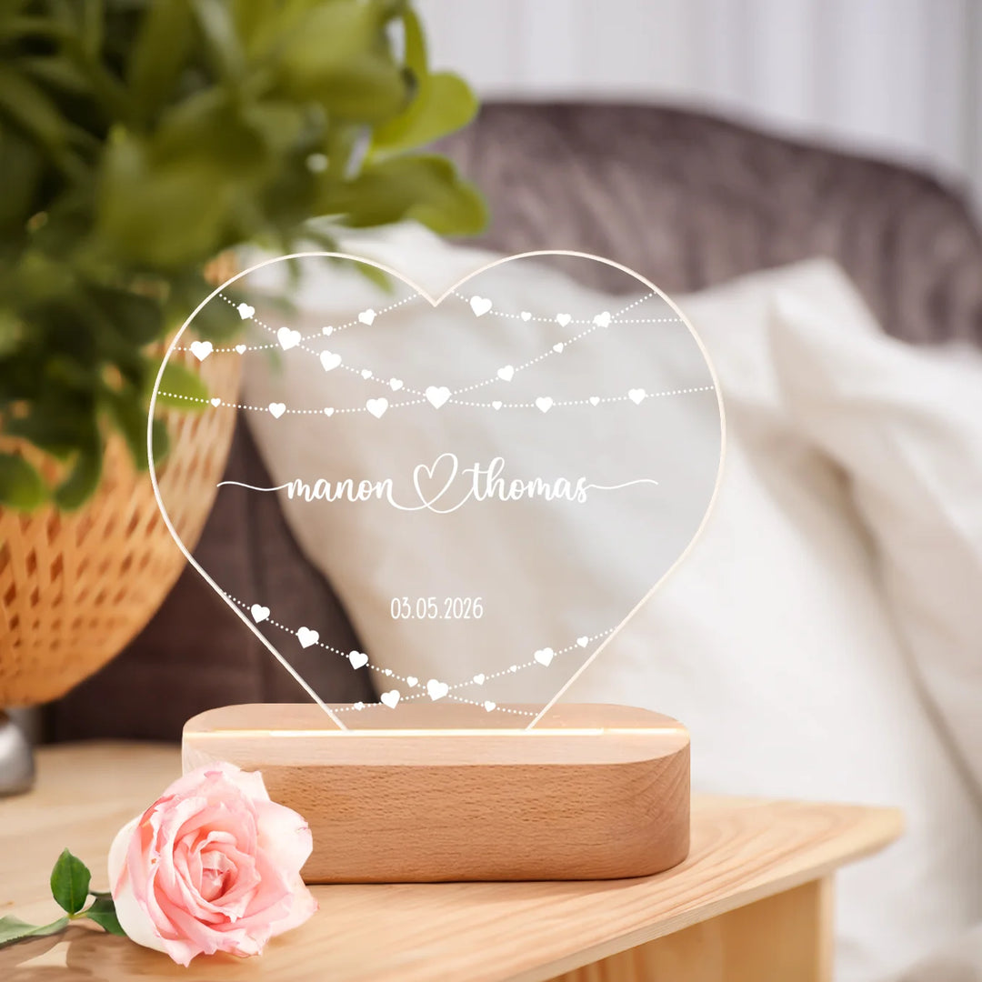 Veilleuse cœur personnalisée en acrylique « Cœur »