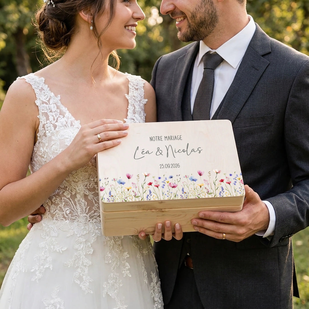 Boîte à souvenirs de mariage personnalisée « Fleurs » - famwalls, market_france