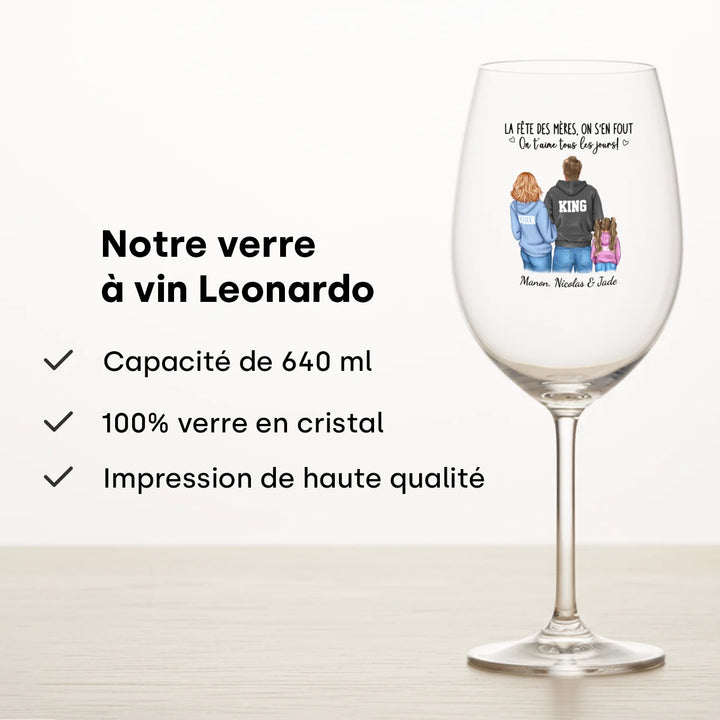 Verre à vin personnalisé “J’en ai rien à secouer de la fête des mères”