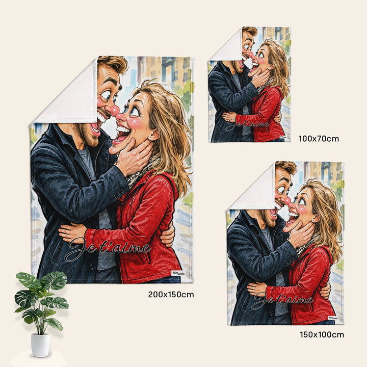 Tailles du plaid Couple Sketch : 100 x 70, 150 x 100 et 200 x 150 cm, market_france
