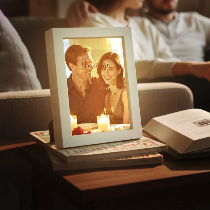 Cadre photo LED avec photo personnalisée « Notre date spéciale »