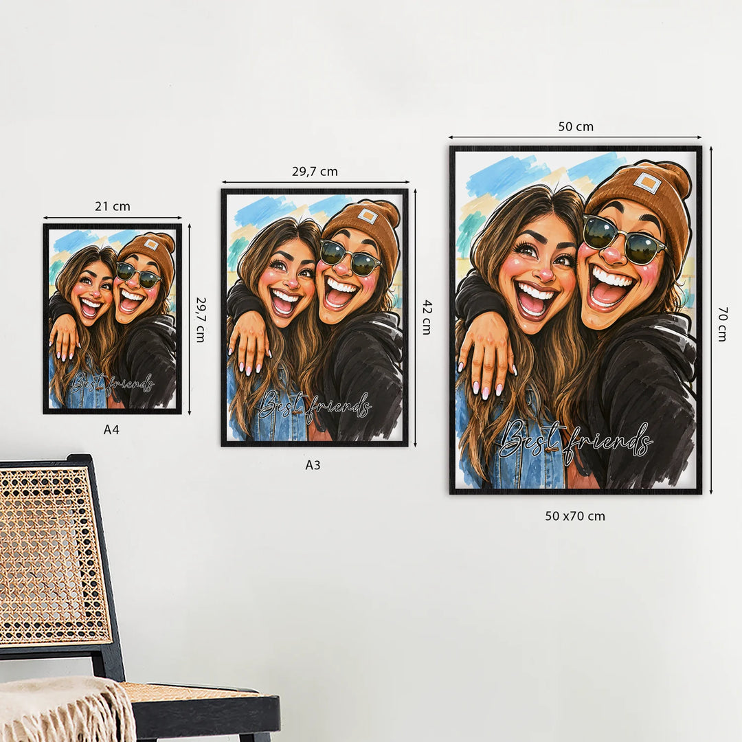Aperçu des tailles du poster en A4, A3 et 50 x 70 cm | market_france