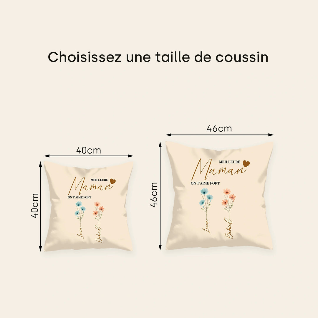 Coussin personnalisé "Fleurs pour Maman"