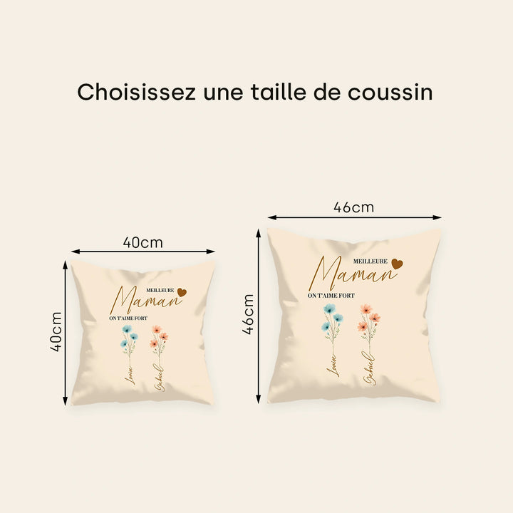 Coussin personnalisé "Fleurs pour Maman"