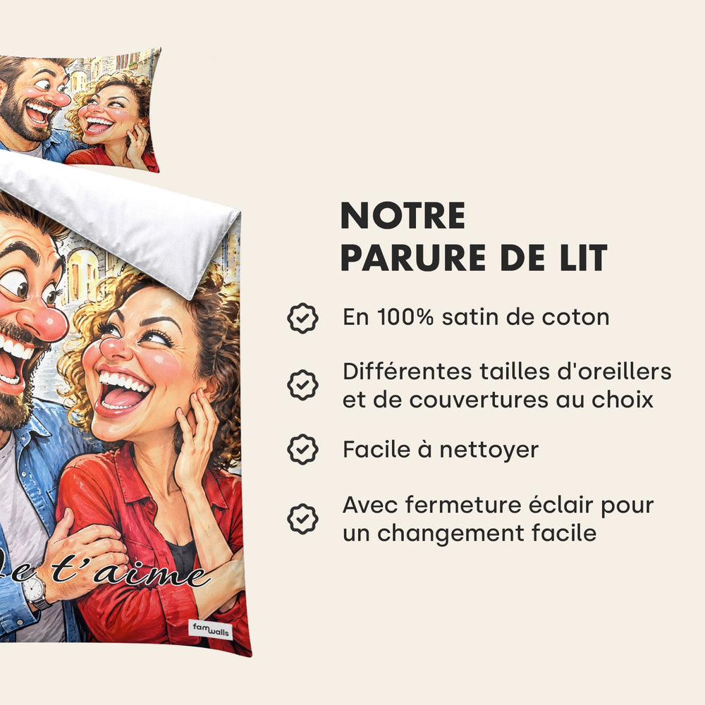 Parure de lit en 100 % satin de coton avec fermeture éclair, plusieurs tailles au choix | market_france