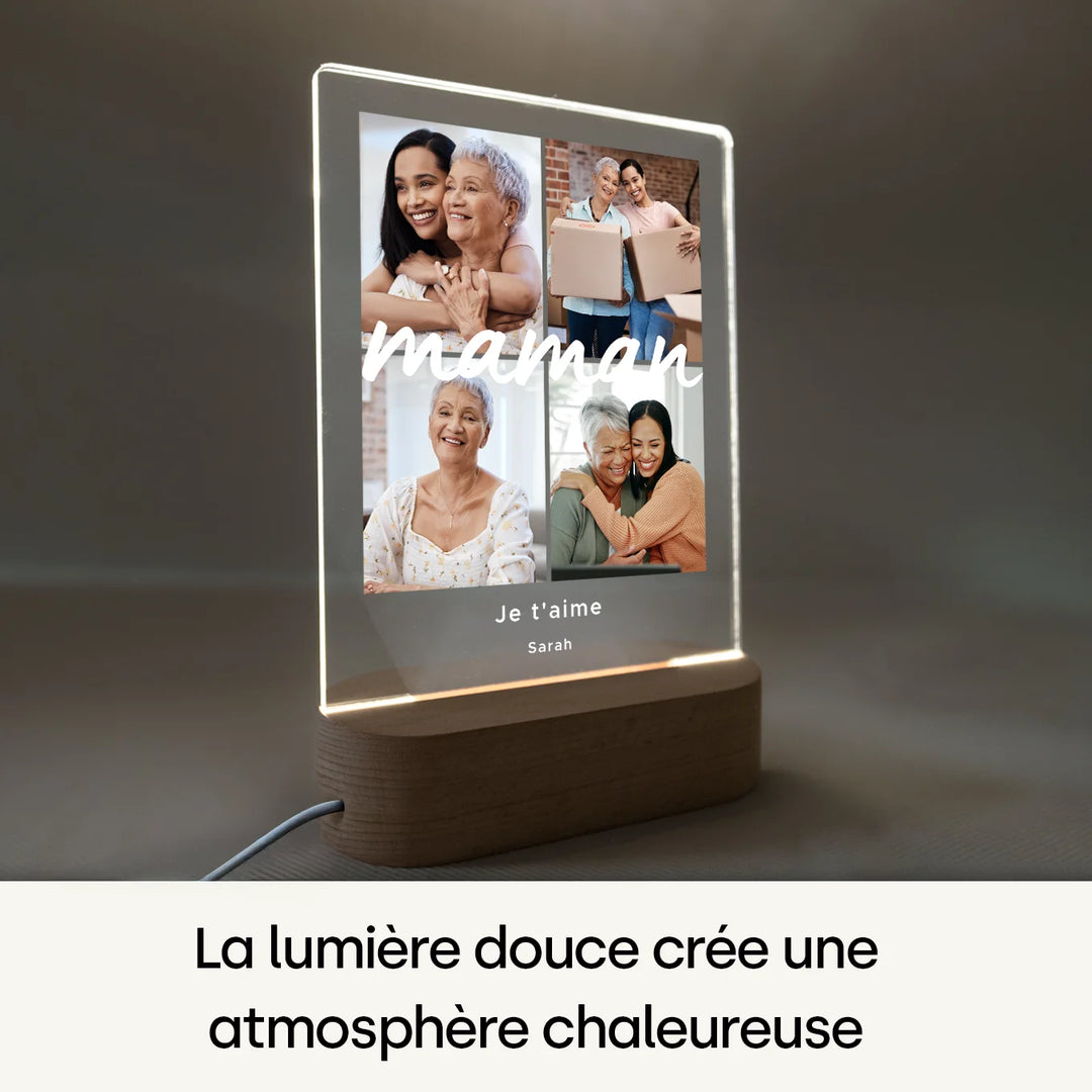 Lumière acrylique personnalisée « Maman » | Veilleuse, lumière décorative, lueur