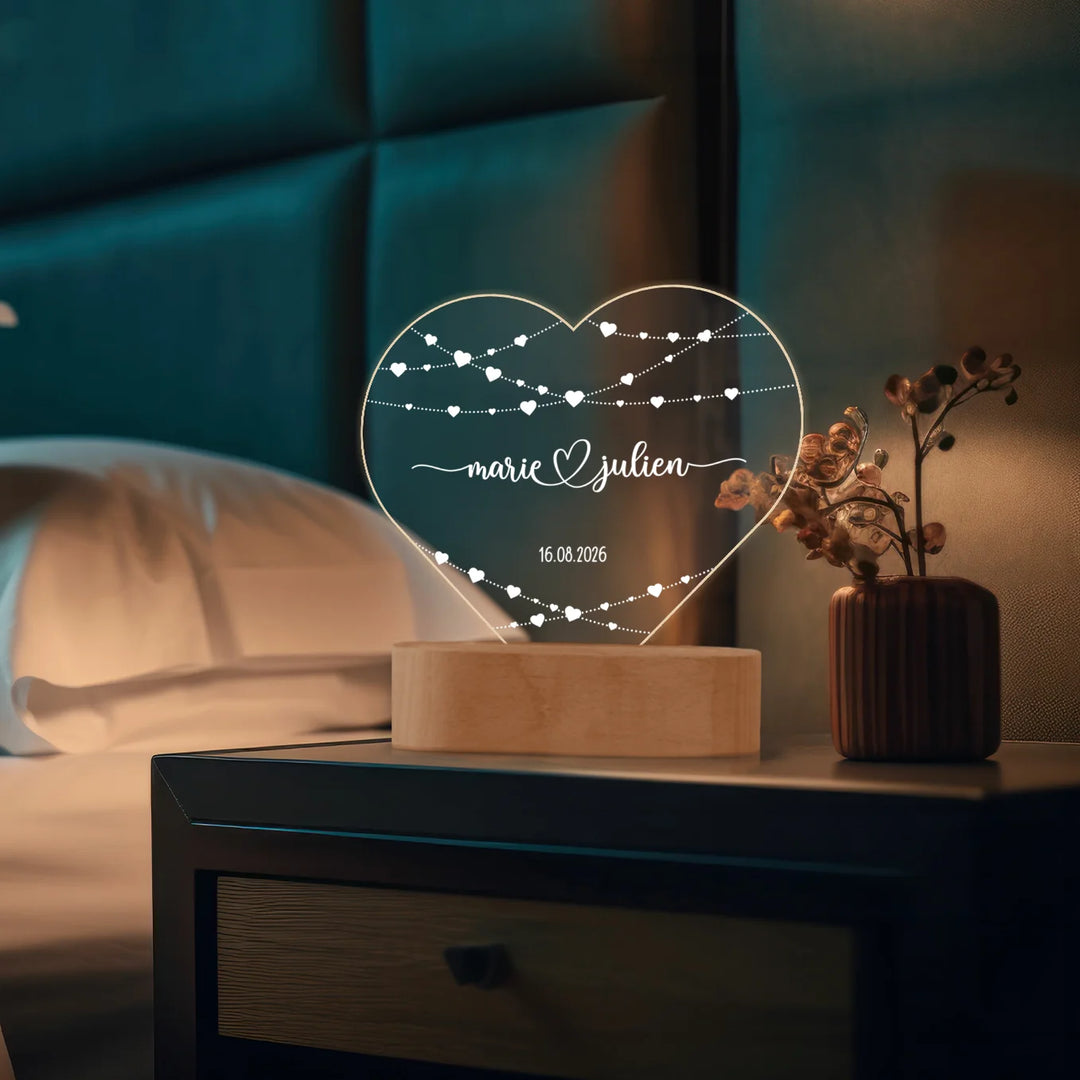 Veilleuse cœur personnalisée en acrylique « Cœur »