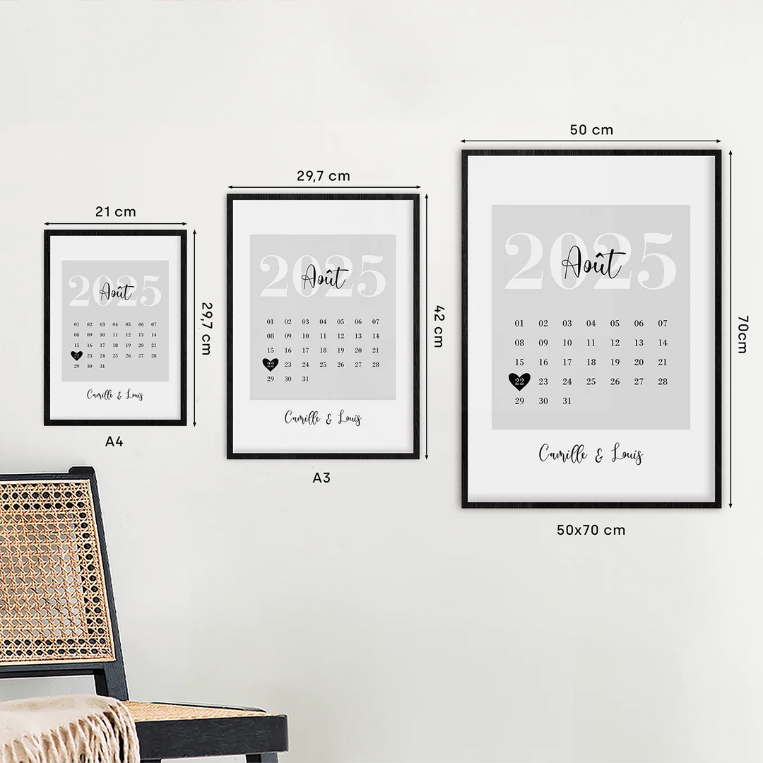 Affiche du calendrier "Notre date spéciale"