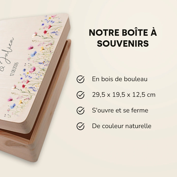 Boîte à souvenirs de mariage personnalisée « Fleurs » - famwalls, market_france