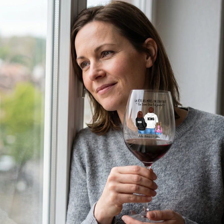 Verre à vin personnalisé “J’en ai rien à secouer de la fête des mères”