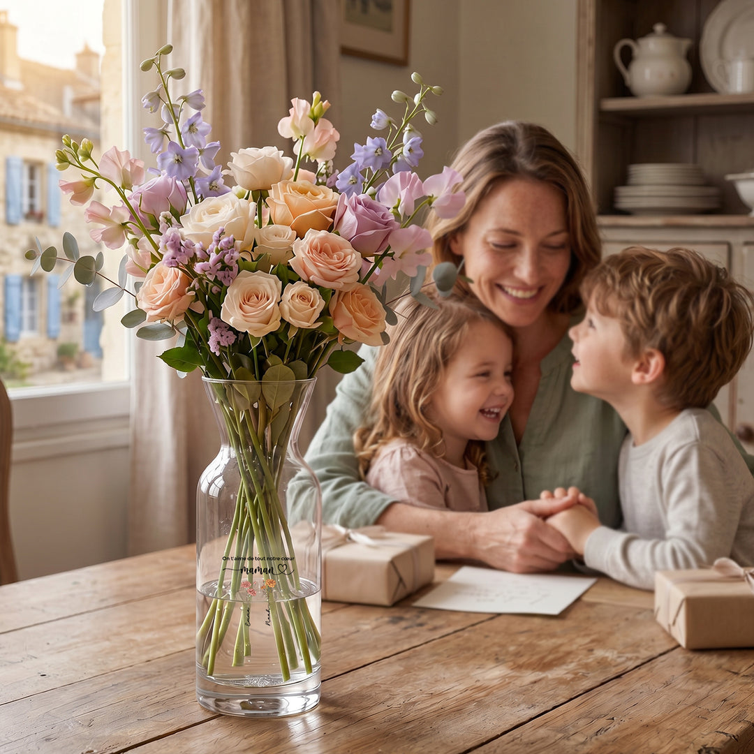 Vase personnalisée "Fleurs pour Maman"