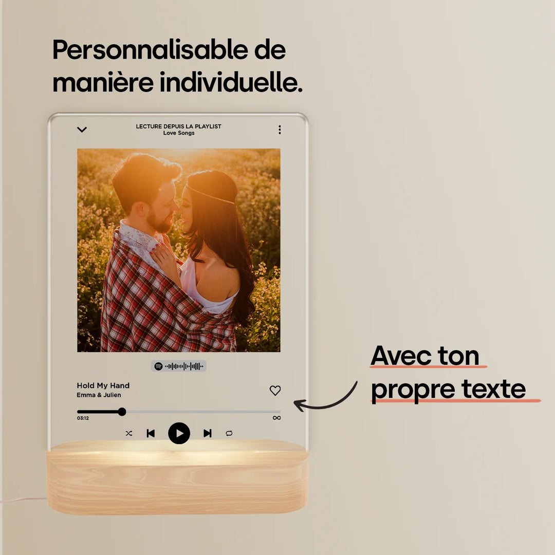 Lumière acrylique personnalisée « Chanson préférée » – Veilleuse
