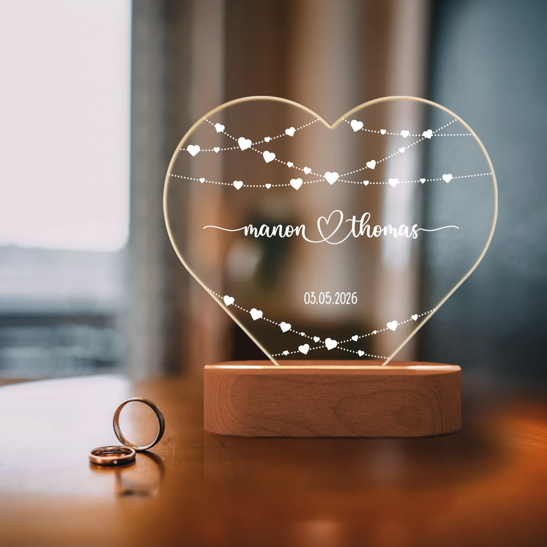 Veilleuse cœur personnalisée en acrylique « Cœur »