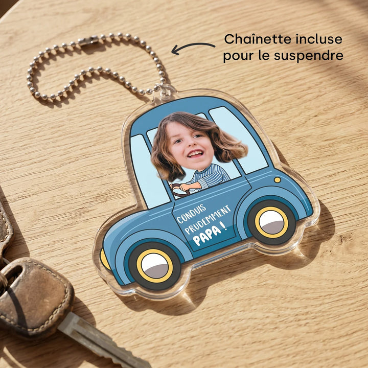 Pendentif rétro-personnalisé "Conduis prudemment, Papa"