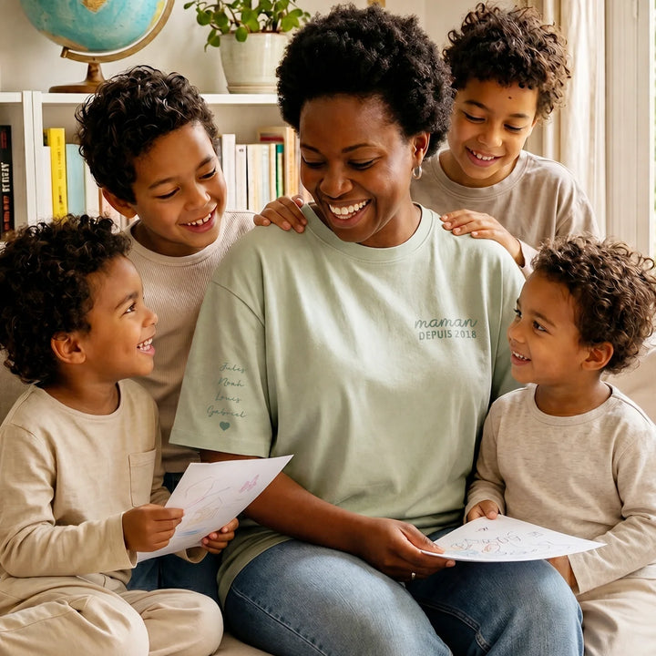 T-shirt personnalisé "Maman" avec impression sur la manche