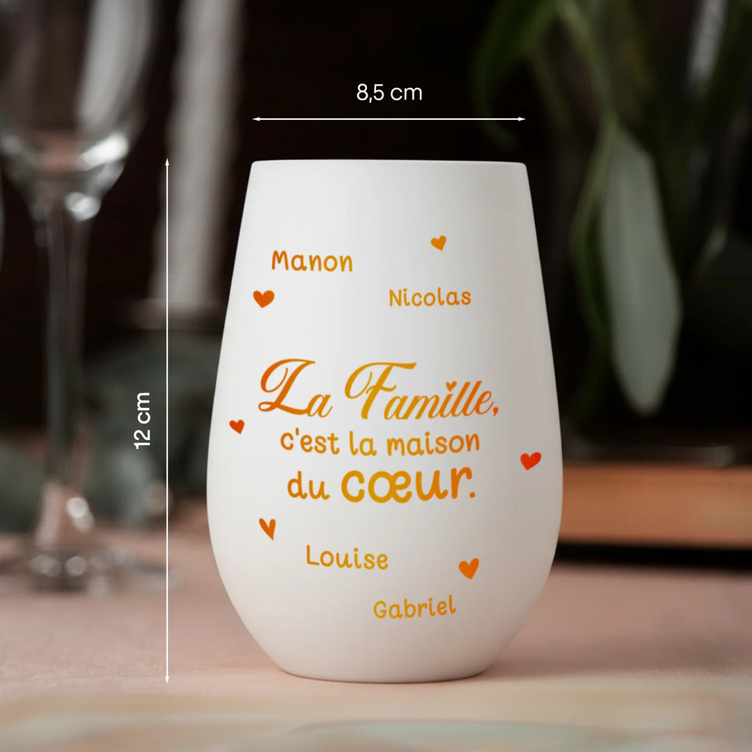 Photophore blanc personnalisé avec dimensions, 12 cm de haut et 8,5 cm de diamètre | market_france