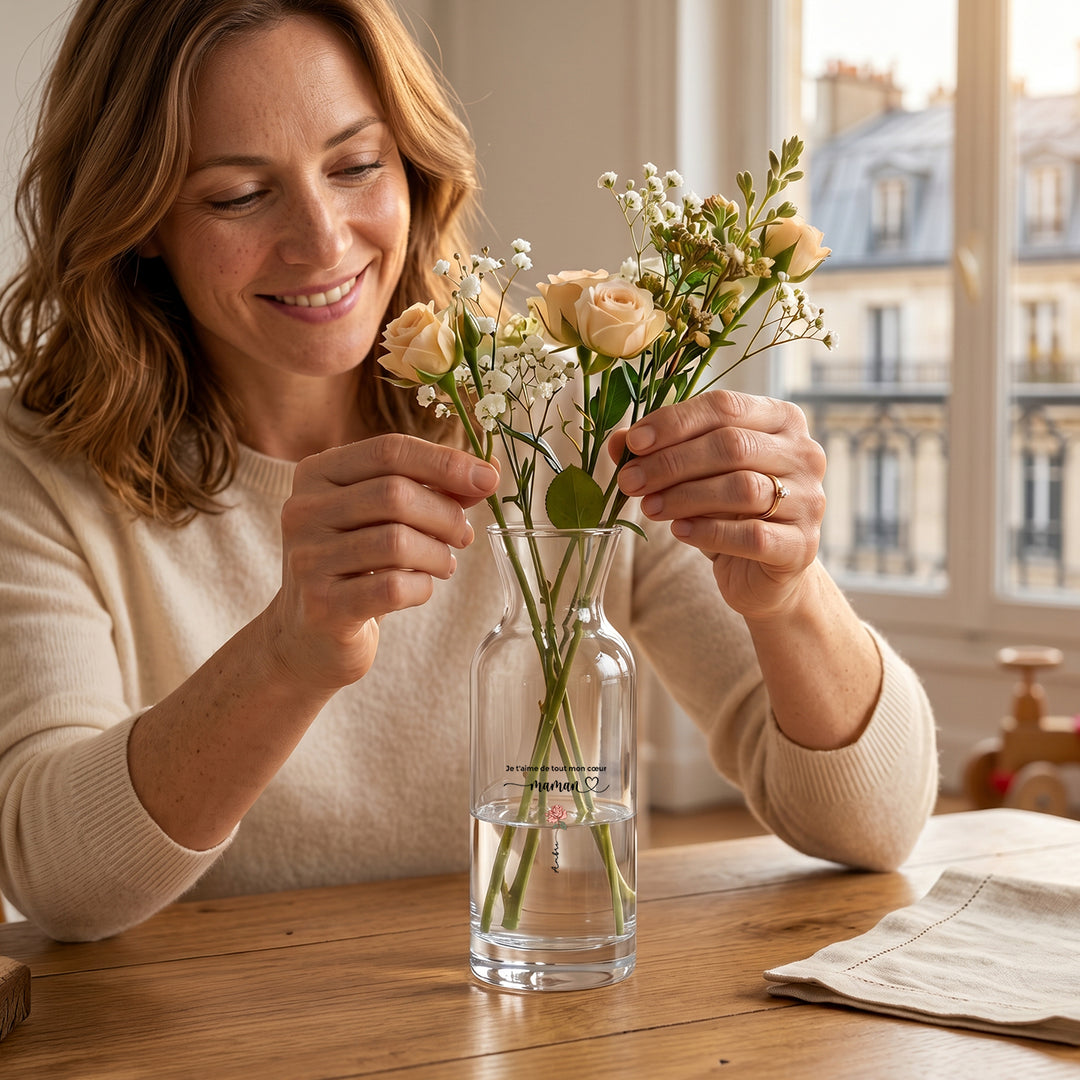 Vase personnalisée "Fleurs pour Maman"
