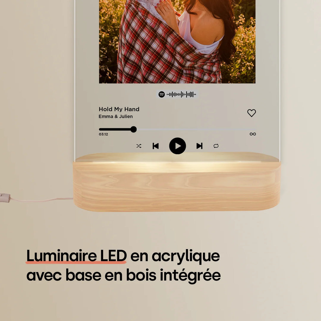 Lumière acrylique personnalisée « Chanson préférée » – Veilleuse
