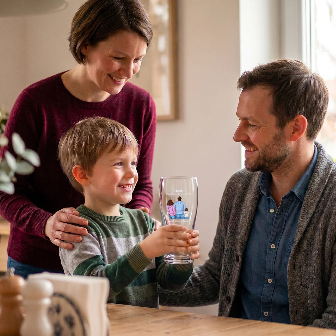 Verre à bière personnalisé "Fête des Pères - On t'aime"