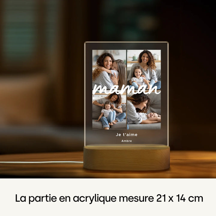 Lumière acrylique personnalisée « Maman » | Veilleuse, lumière décorative, lueur