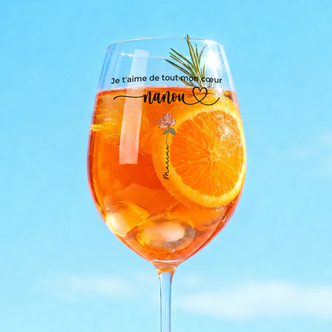 Verre à vin personnalisé "Fleurs pour Maman"