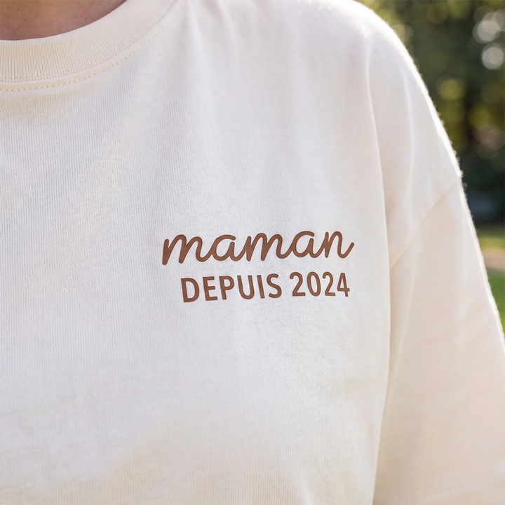 T-shirt personnalisé "Maman" avec impression sur la manche