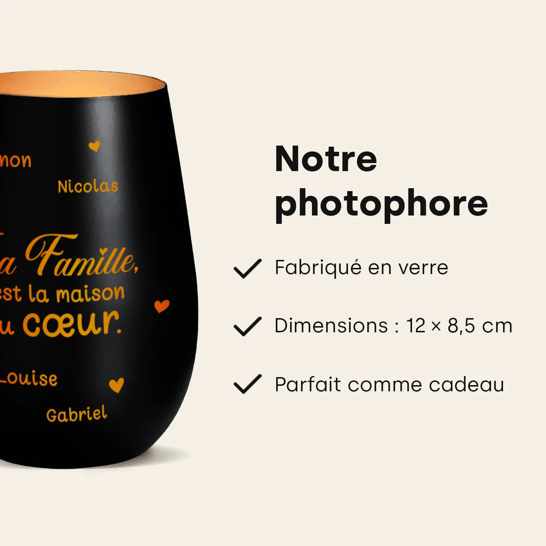 Photophore personnalisé en verre, 12 x 8,5 cm, un joli cadeau pour toute la famille | market_france