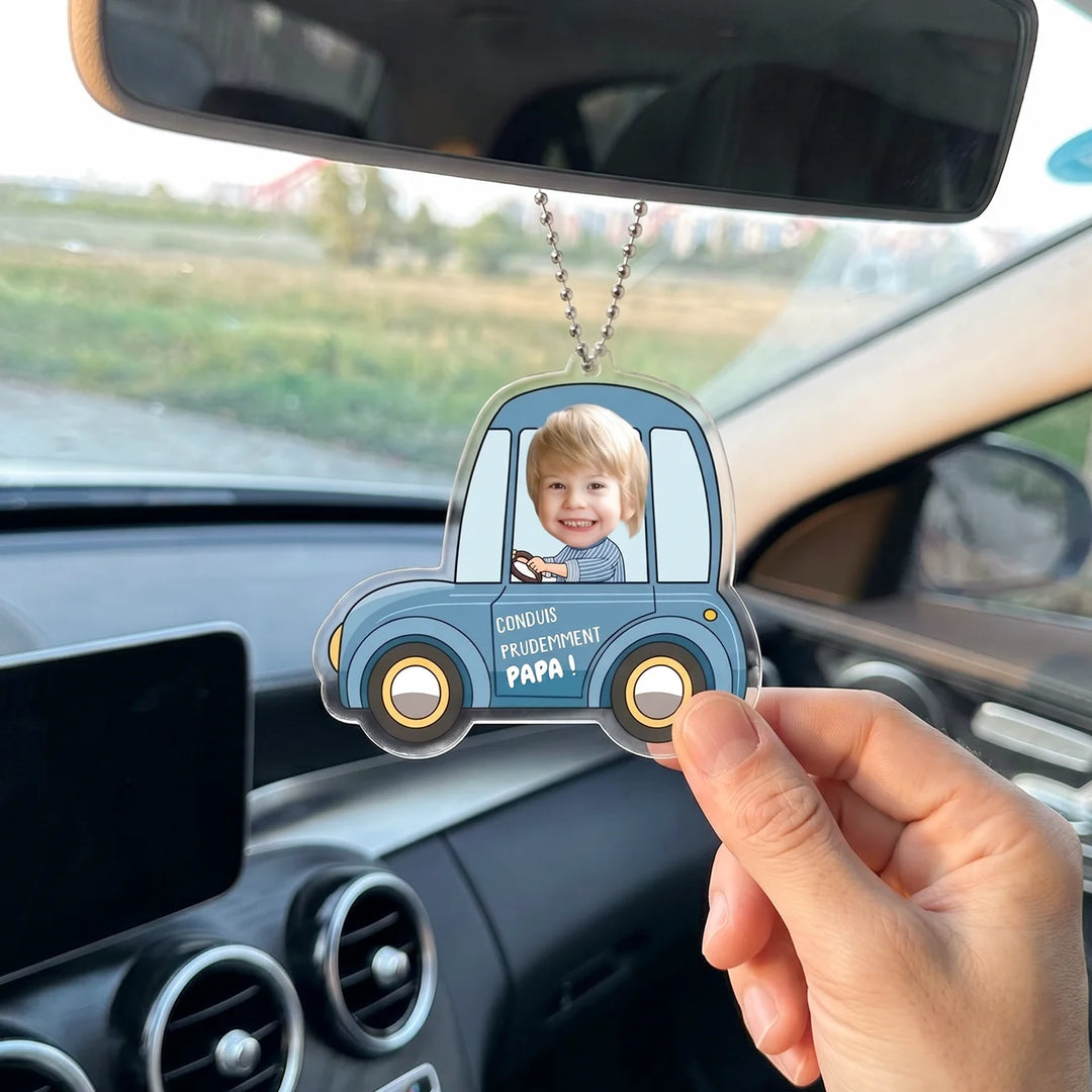 Pendentif rétro-personnalisé "Conduis prudemment, Papa"