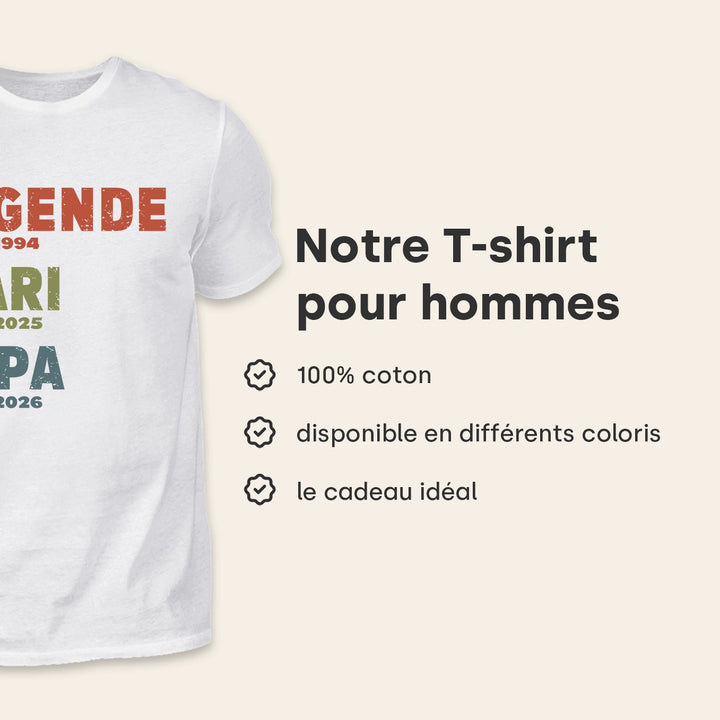 T-shirt personnalisé "Papa Légende"