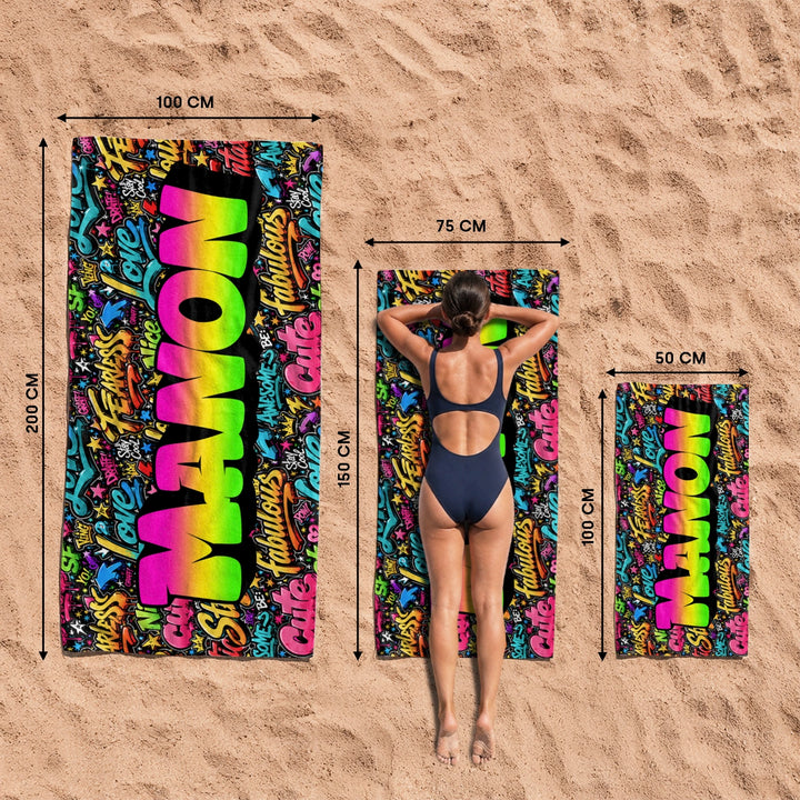 Serviette de Plage Personnalisée "Nom Street Art" - famwalls, market_france