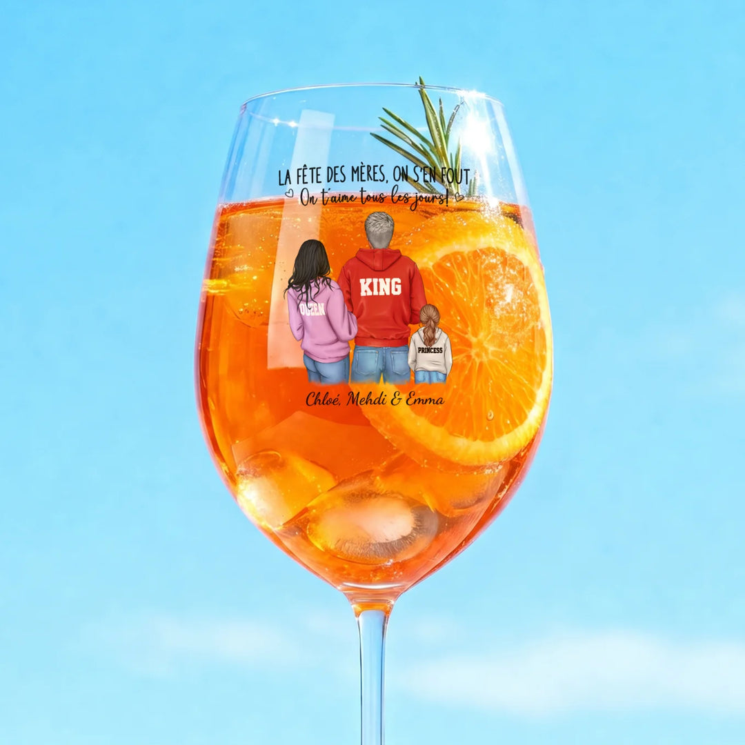 Verre à vin personnalisé “J’en ai rien à secouer de la fête des mères”