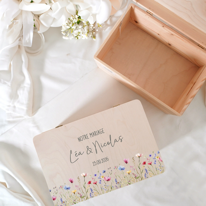 Boîte à souvenirs de mariage personnalisée « Fleurs » - famwalls, market_france