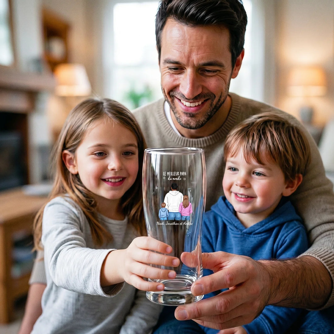Verre à bière personnalisé "Fête des Pères - On t'aime"