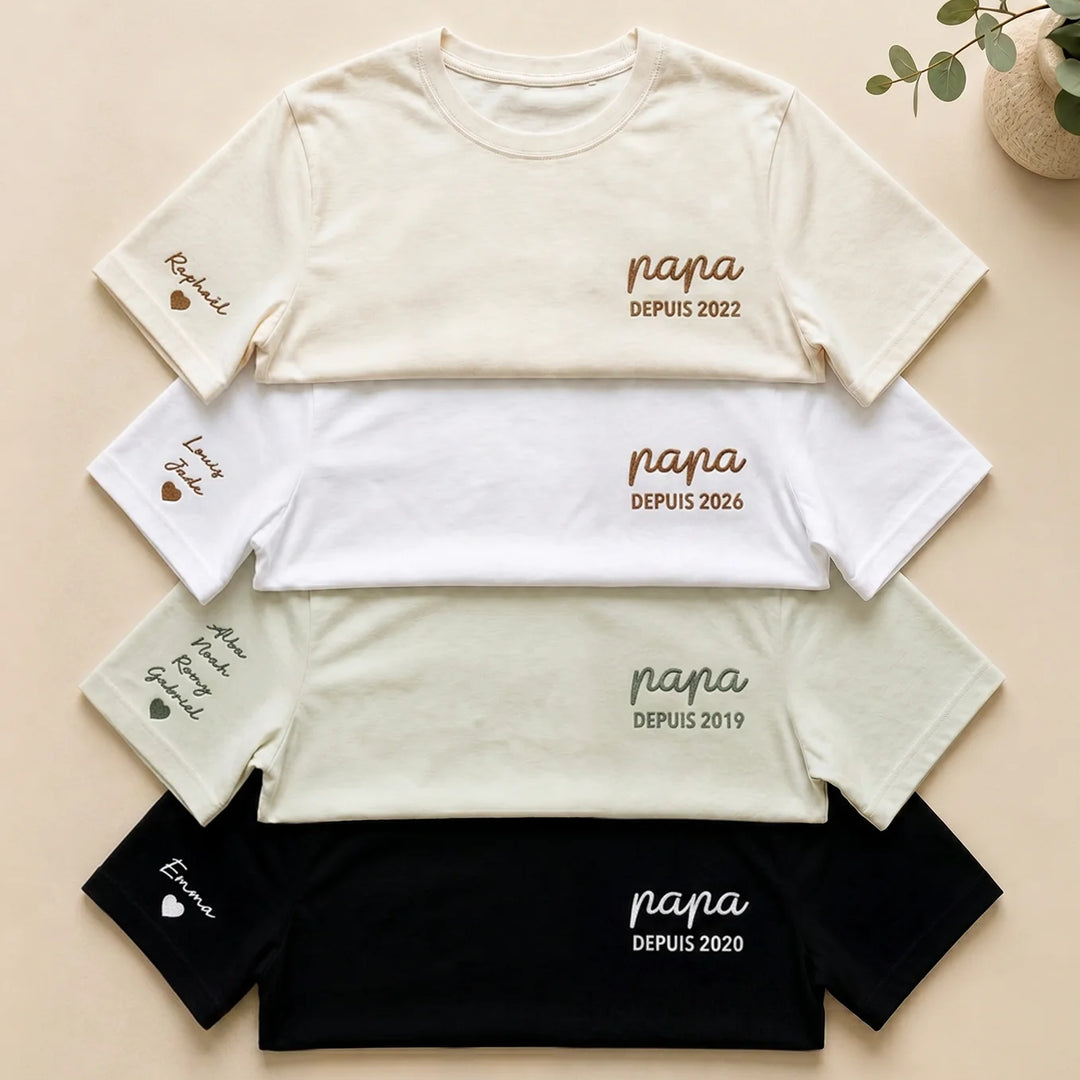 T-shirt personnalisé brodé "PAPA" (Marou Test)