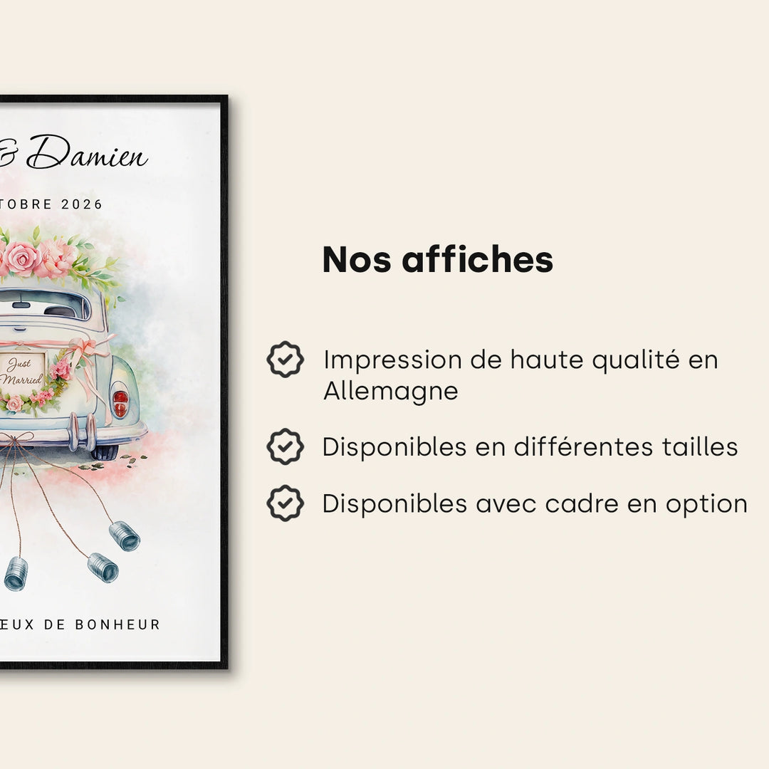 Affiche personnalisée « Vive les mariés » - famwalls, market_france