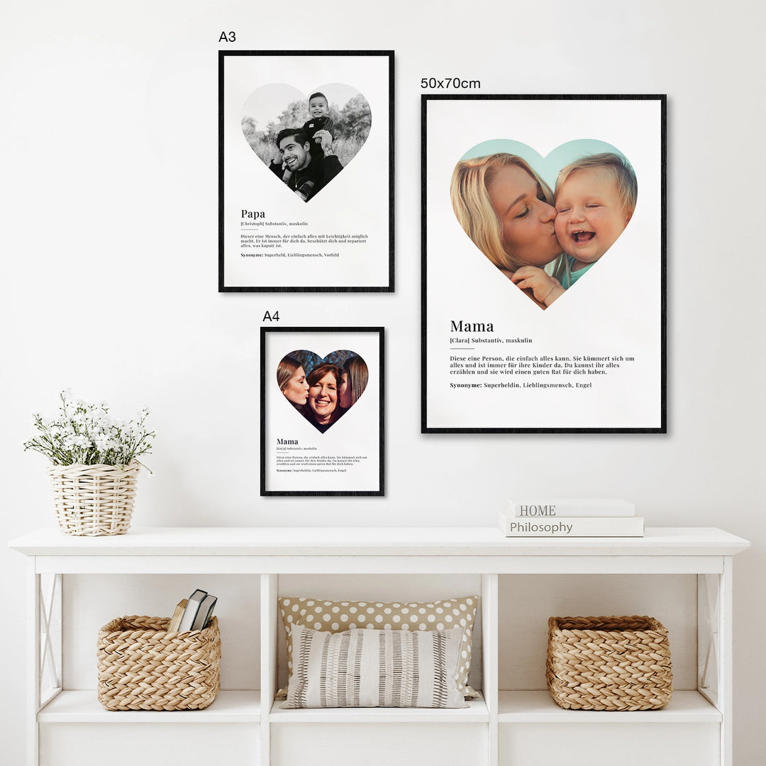 Fotoposter "Mama Definition" in Herzform famwalls