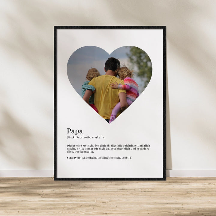 Fotoposter "Papa Definition" in Herzform famwalls