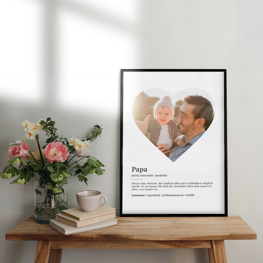 Fotoposter "Papa Definition" in Herzform famwalls