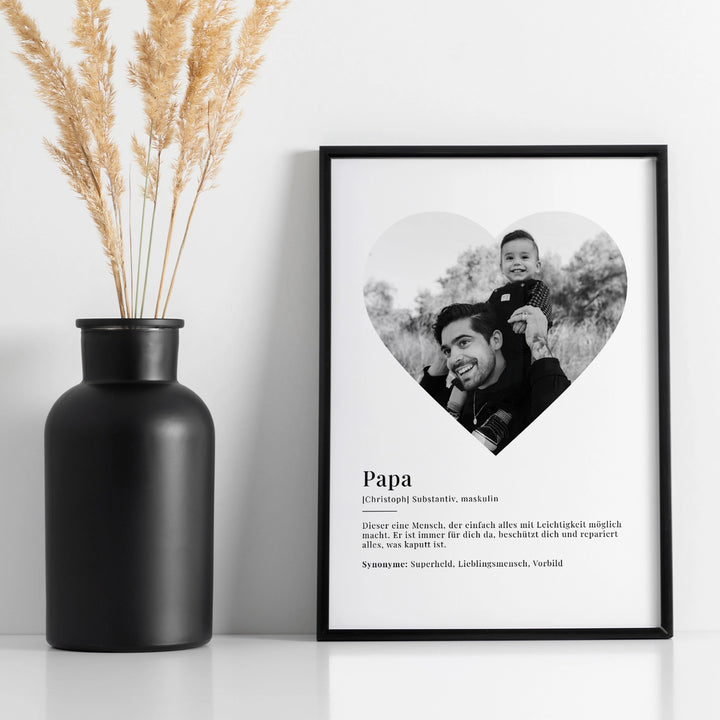 Fotoposter "Papa Definition" in Herzform famwalls