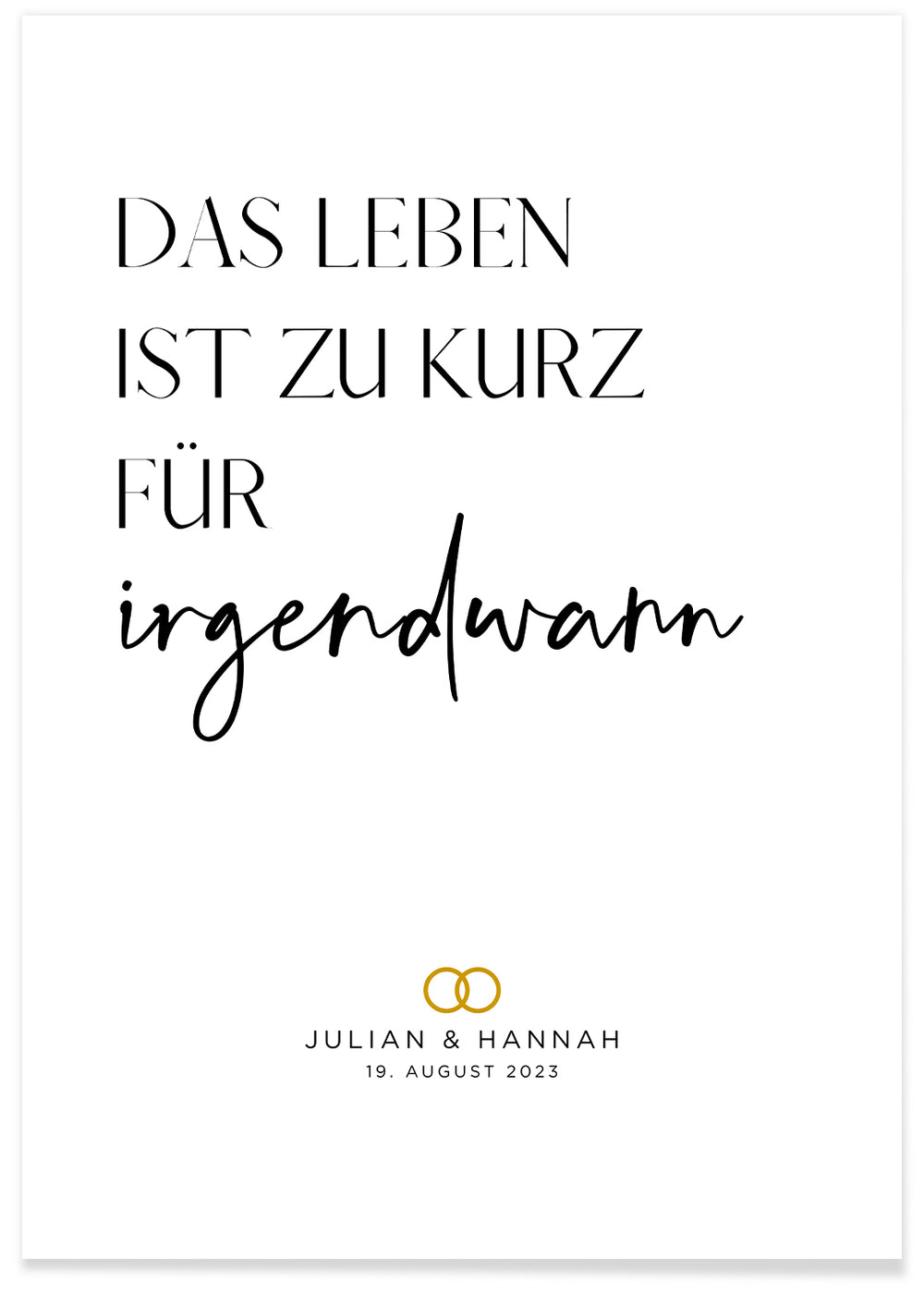 Hochzeitsposter "Zu kurz für irgendwann" famwalls