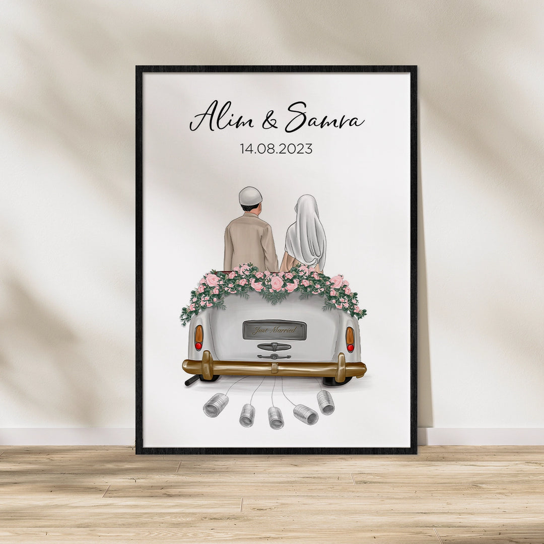 "Just Married" - Personalisiertes Poster als Geldgeschenk | Muslim Couple famwalls