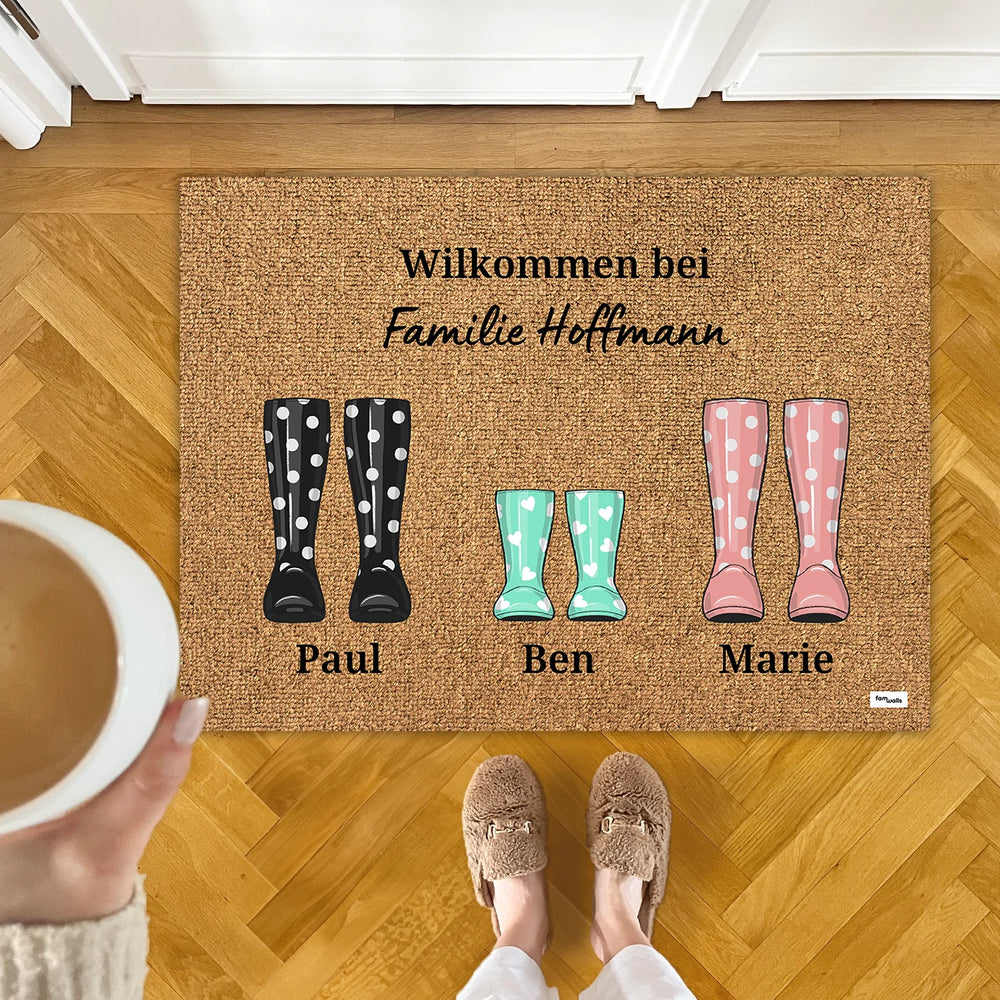 Personalisierte Fußmatte "Gummistiefel" famwalls