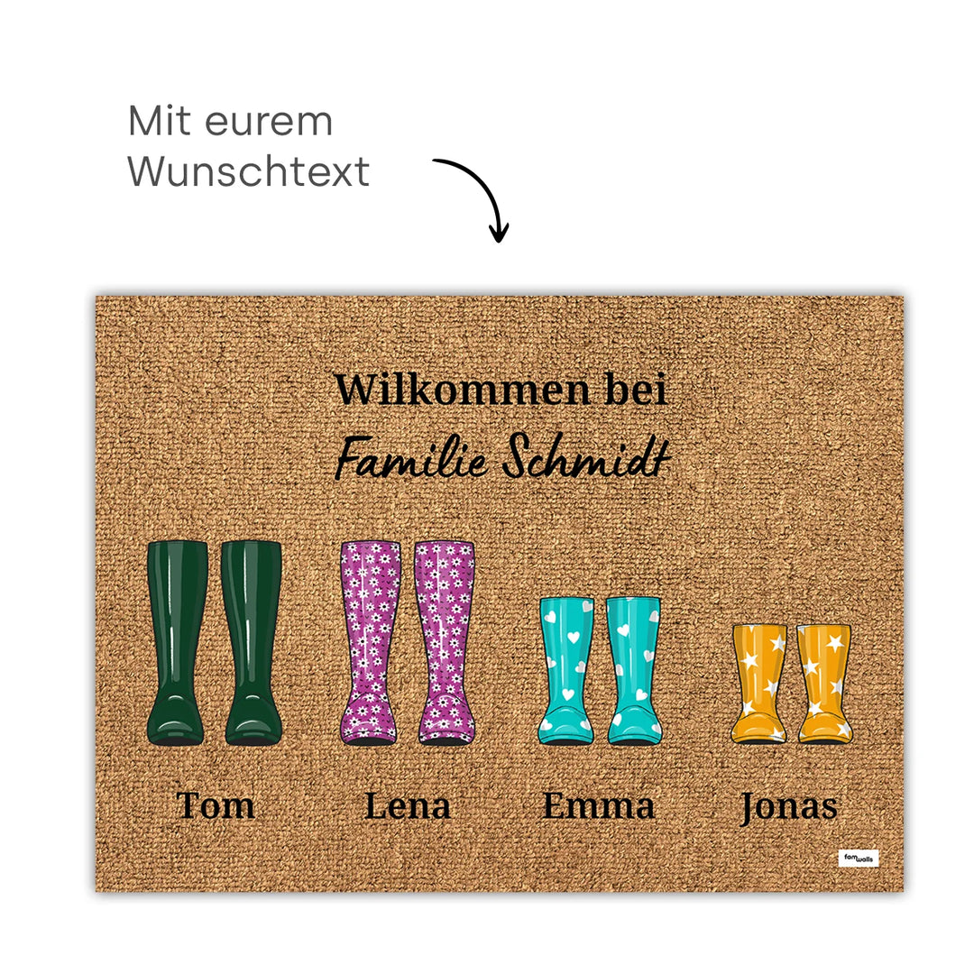 Personalisierte Fußmatte "Gummistiefel" famwalls