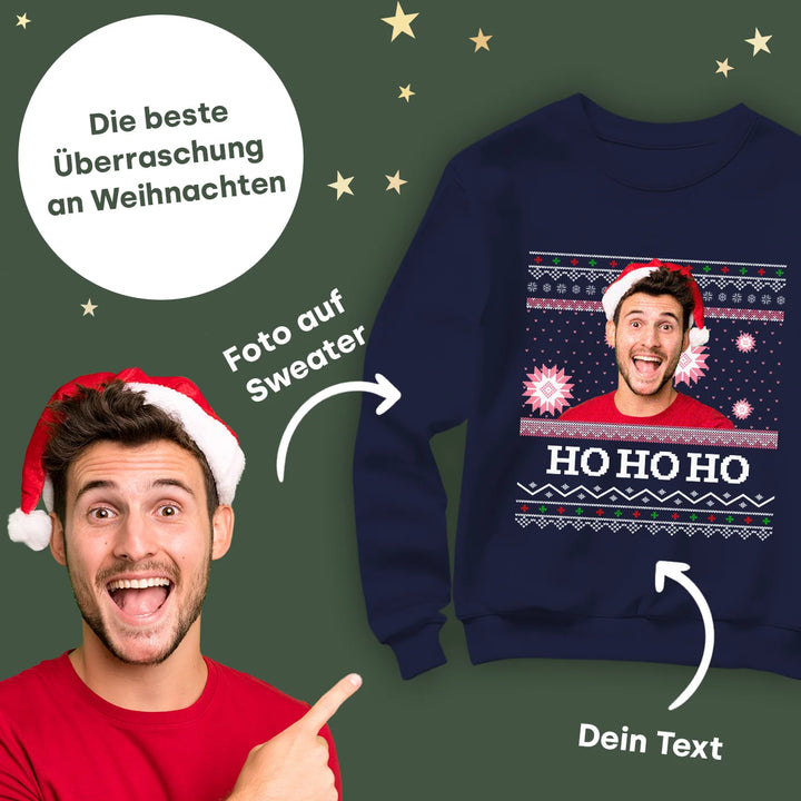 Personalisierter Christmas Sweater "Ho Ho Ho" famwalls