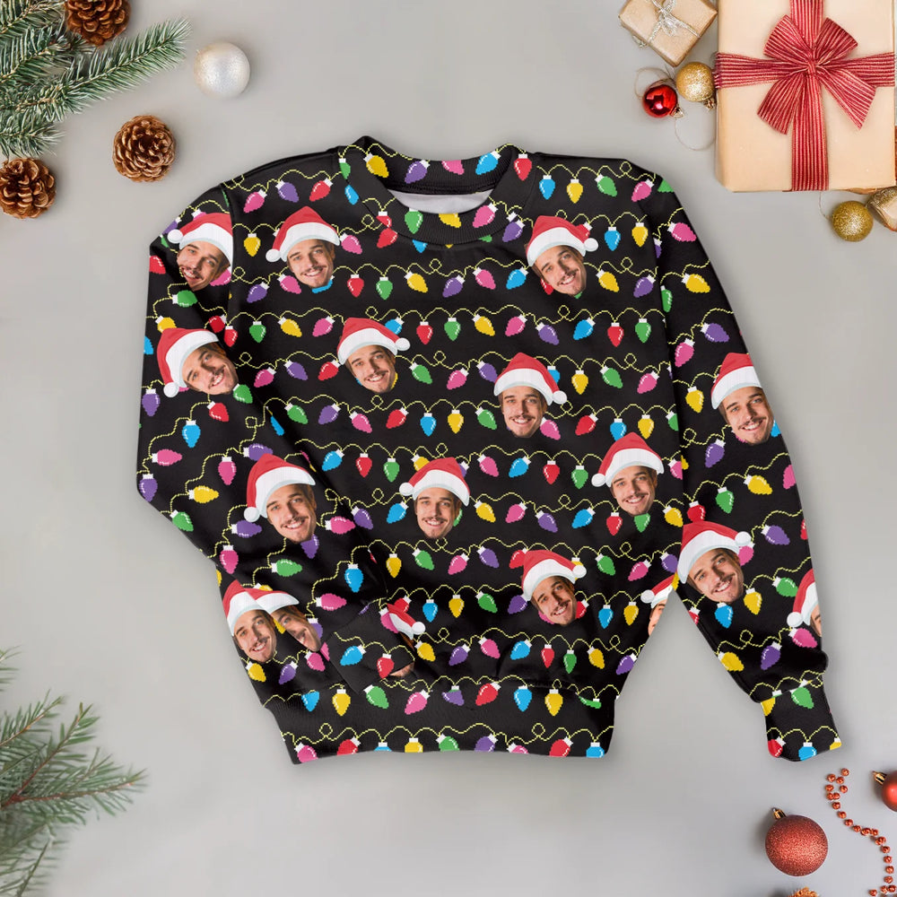 Personalisierter Ugly Christmas Sweater "Lichterkette" famwalls